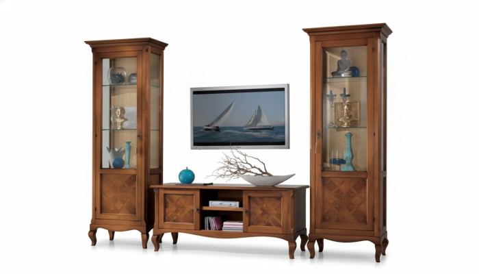 Living room TV stand 2x display cabinet 3-piece set. New living room furniture set designer