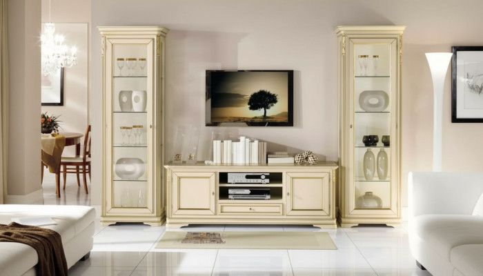 Italian living room wall unit 2x glass cabinet cupboard designer set 3-piece