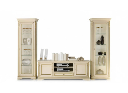 Italian living room wall unit 2x glass cabinet cupboard designer set 3-piece