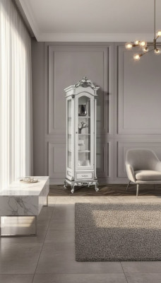 Display Cabinet Glass Living Room White Design Italian Furniture New