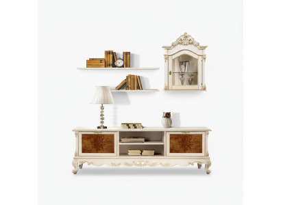 Wall unit shelves living room wood white wall display cabinet wall shelves Italy new
