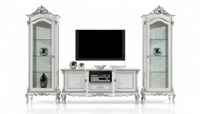 Living room set wall shelf TV stand wall unit 2x display cabinet design 3-piece new