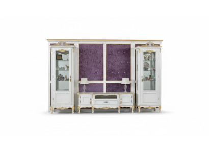 Wall unit TV stand RTV 2x display cabinet wood classic white living room new
