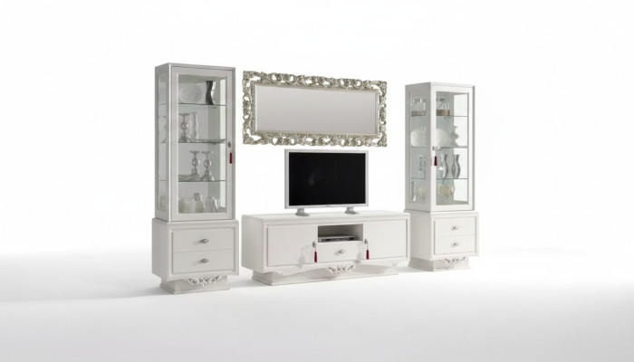 TV stand Italian living room 2x display cabinet luxury TV sideboard white