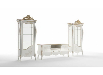 Classic wall living room 2x display cabinet sideboard RTV shelf set of 3.