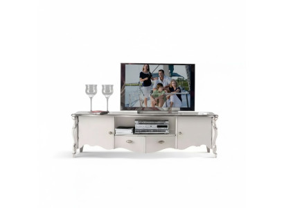 TV stand RTV lowboard classic white wood modern living room new