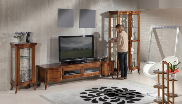 Italian style furniture living room 3-piece set classic 2x showcase brown