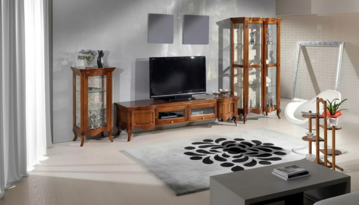 Italian style furniture living room 3-piece set classic 2x showcase brown
