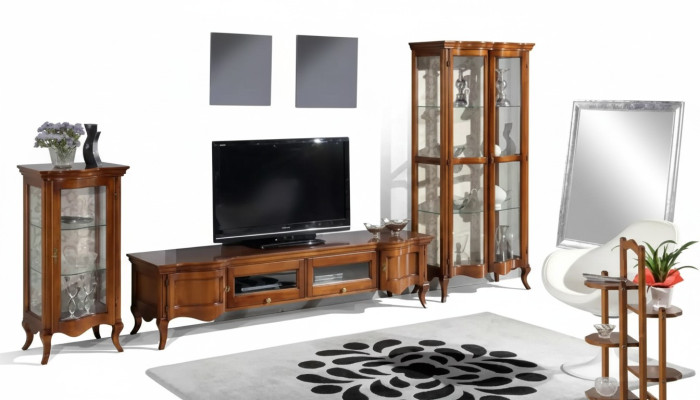 Italian style furniture living room 3-piece set classic 2x showcase brown
