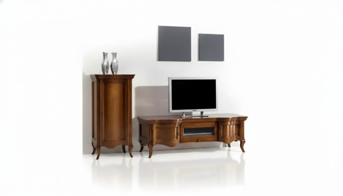 Wall unit, living room, wooden cabinets, classic wall, Italian style.