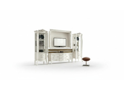 Classic Style White Living Room Wall Unit Lowboard 2x Display Cabinet TV Frame Set New