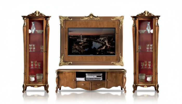 Living room wall unit set 4pcs. Living room display cabinet TV unit shelf luxury classic new