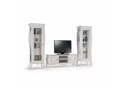 Living room wall TV stand 2x showcase shelf luxury living room white extension wall