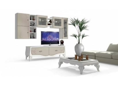 Wall unit living room luxury set display cabinet lowboard wall shelf TV 5 pcs. New