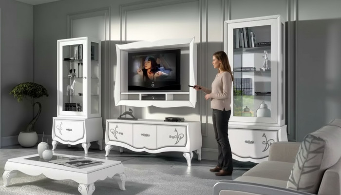 Design Living Room Set Display Cabinet 2x TV Frame Wall Shelf Living Room Wall Unit 4pcs.
