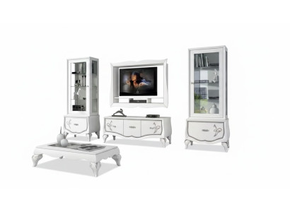 Design Living Room Set Display Cabinet 2x TV Frame Wall Shelf Living Room Wall Unit 4pcs.