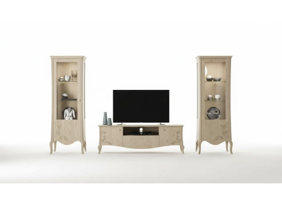 Living room RTV display cabinet sideboard shelf luxury living room beige set 3-piece.