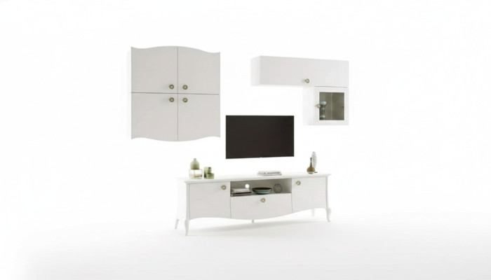 Luxury TV stand living room rtv lowboard sideboard wall unit white new