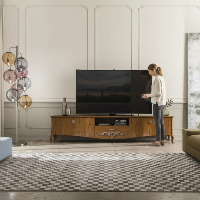 TV stand rtv living room design shelf brown wood lowboard Italian new