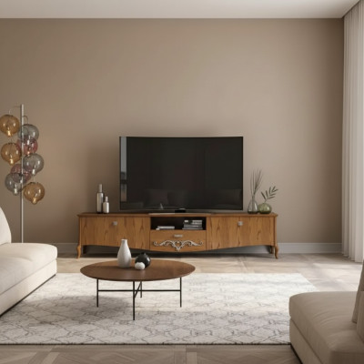 TV stand rtv living room design shelf brown wood lowboard Italian new