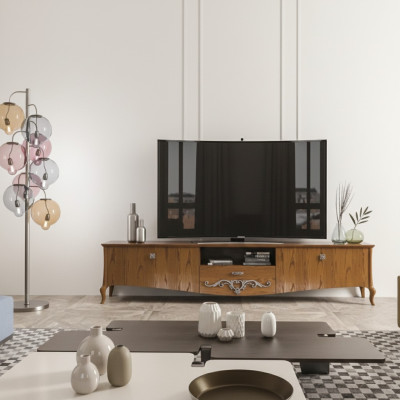 TV stand rtv living room design shelf brown wood lowboard Italian new