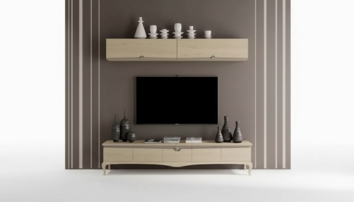 TV stand wall shelf wooden table wall shelf beige classic design new