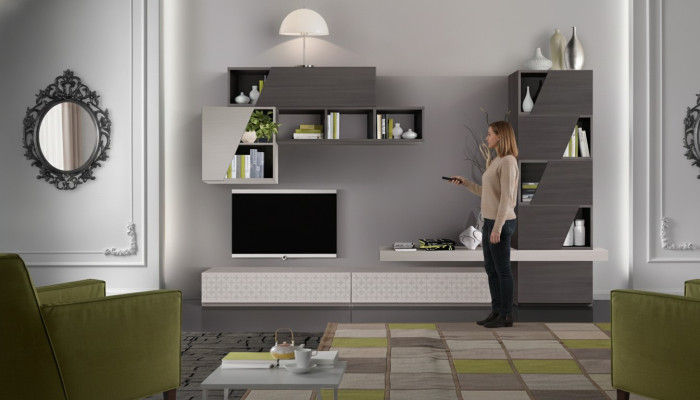 Living room wall shelves, living room cabinets, modern luxury TV design, new.