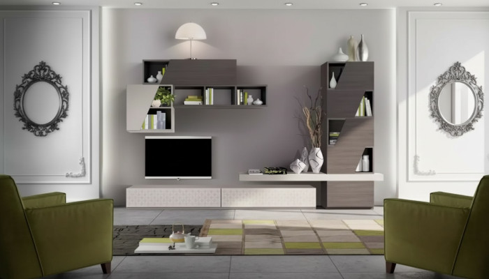 Living room wall shelves, living room cabinets, modern luxury TV design, new.