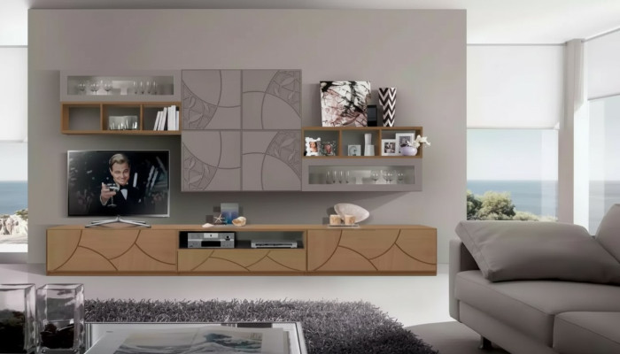 Design wall cabinet shelf living room wood cabinets wall shelves Italy new