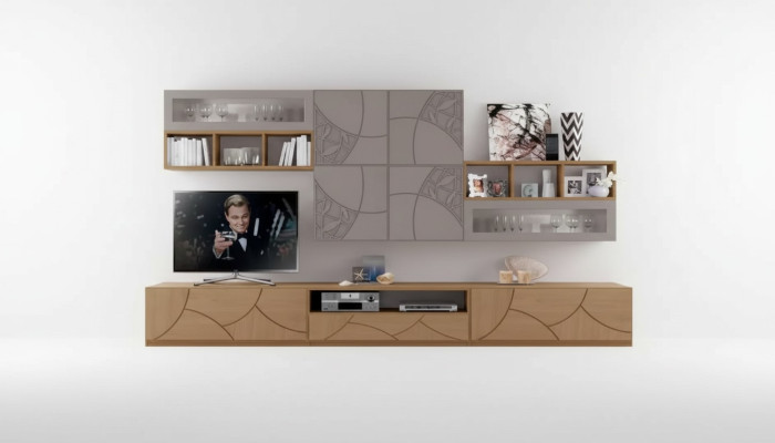 Design wall cabinet shelf living room wood cabinets wall shelves Italy new