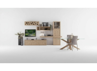 Living room wall unit wood style classic Italian living room furniture cabinet.