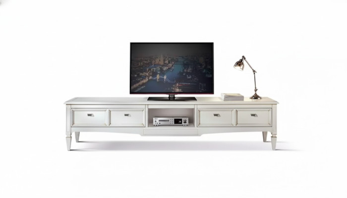 Living room stand furniture RTV TV sideboard style white luxury wood
