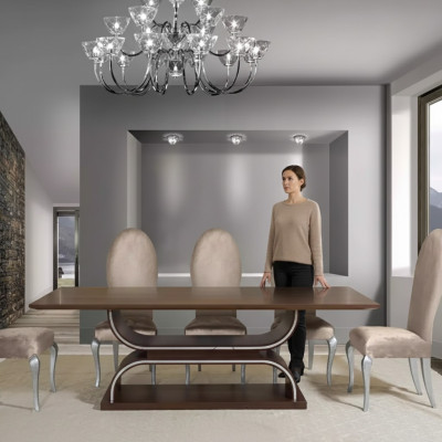 Complete set dining table 6x chairs dining room set dining group wooden table 7-piece