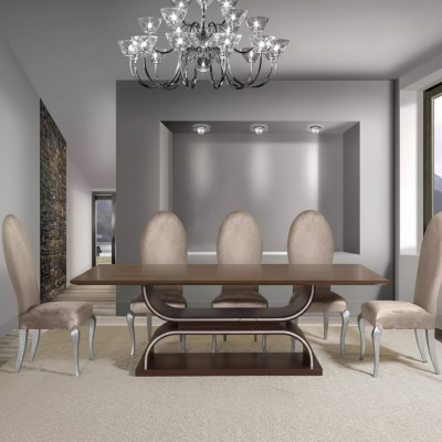 Complete set dining table 6x chairs dining room set dining group wooden table 7-piece