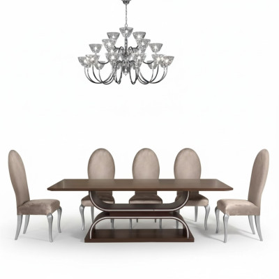 Complete set dining table 6x chairs dining room set dining group wooden table 7-piece
