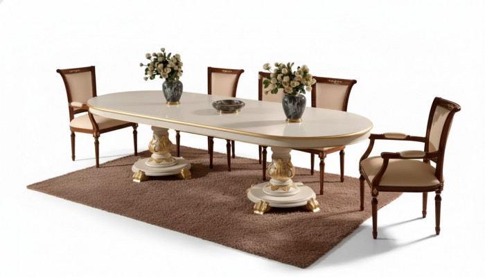 Luxury Oval Dining Room Table White Wooden Dining Table Italian Furniture Art Deco New