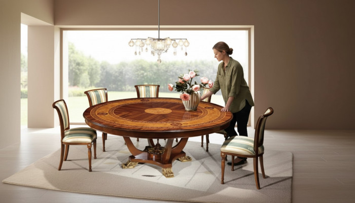 Round table wood tables classic style dining living room furniture brown new