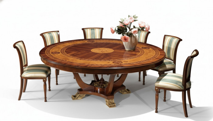 Round table wood tables classic style dining living room furniture brown new