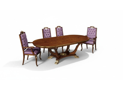 Dining table with 4 chairs, classic dining room set, 5-piece set, oval table