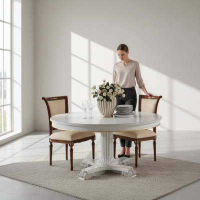 Wood dining room design furniture round table white dining table classic dining room new