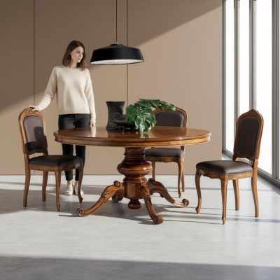 Complete set dining table 4x chairs dining room set dining group wooden table new 5-piece set
