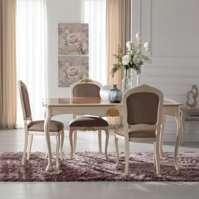 Dining table dining room table 5-piece 4x chairs set dining group classic new
