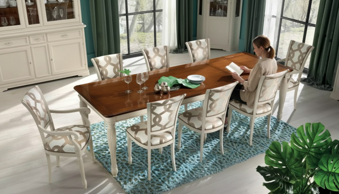 Dining room set table 8x chairs table set group set Italy wood