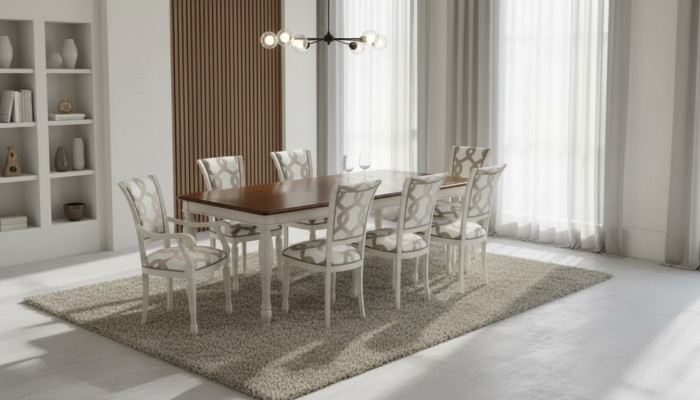 Dining room set table 8x chairs table set group set Italy wood