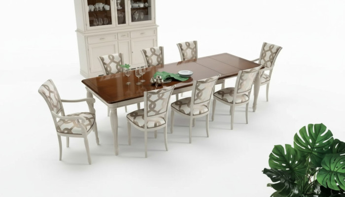 Dining room set table 8x chairs table set group set Italy wood