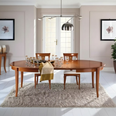 Italian furniture designer wood table seating dining room set of 4 chairs