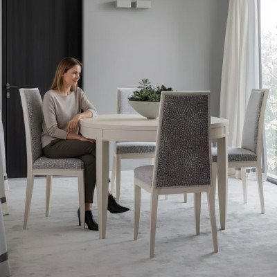 Dining Table Set Group Dining Room Table Set 4x Chairs Wood 5-piece Beige