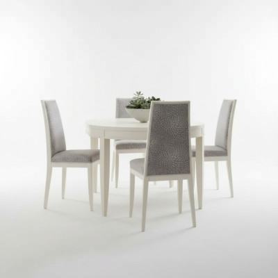 Dining Table Set Group Dining Room Table Set 4x Chairs Wood 5-piece Beige