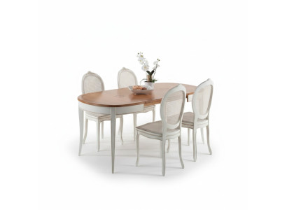 Italian furniture designer wood table seat upholstery dining room 4x chairs
