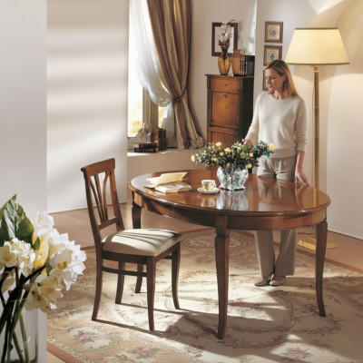 Dining table 4x chairs classic dining room set 5-piece set oval table